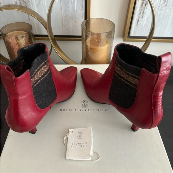Brunello Cucinelli Leather Acne Boots; Excellent condition; Size 38; Burgundy ; - Picture 6 of 12
